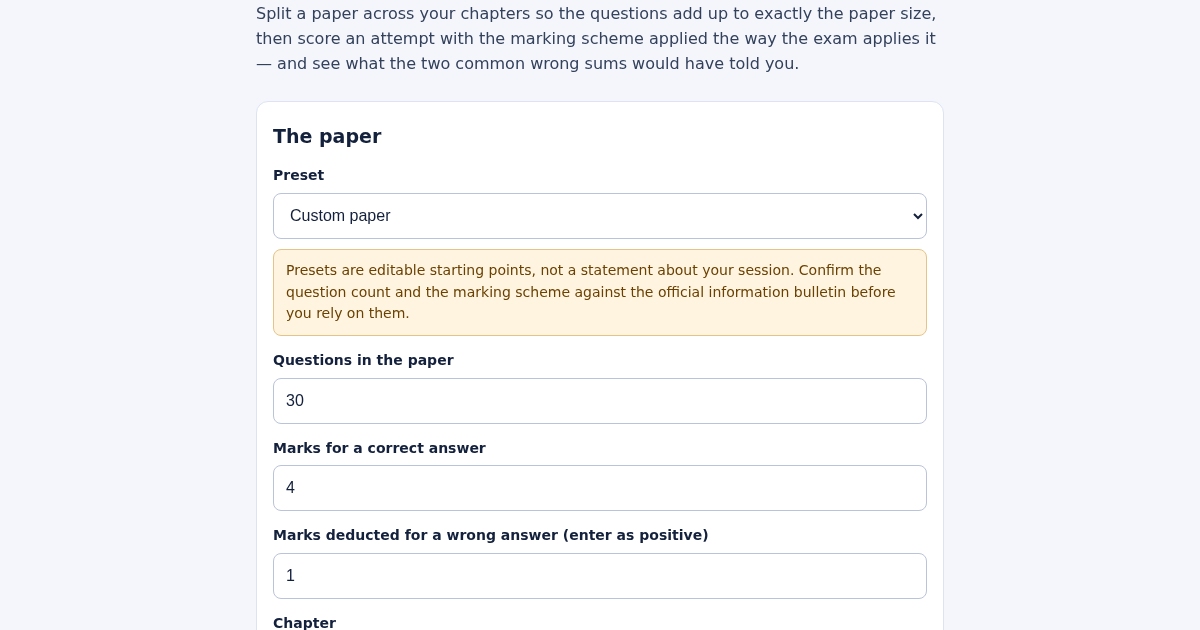 JEE / NEET Practice Paper Builder